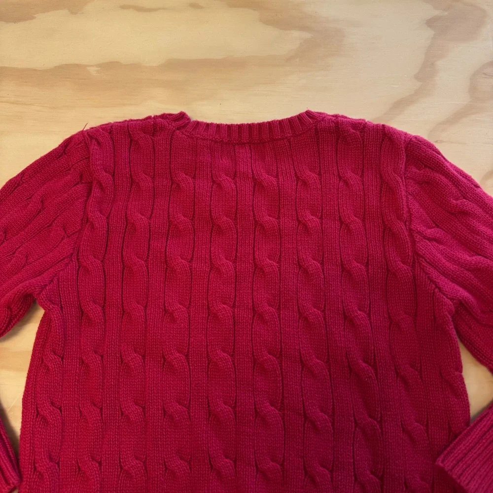 Polo Ralph Lauren Kids Red Cable Knit Cotton Sweater Crewneck Size 4 4T Pony